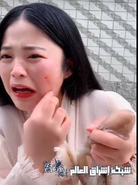فيديو , انتقام أخطبوط من وجه صينية حسناء حاولت أكله حيا على الهواء